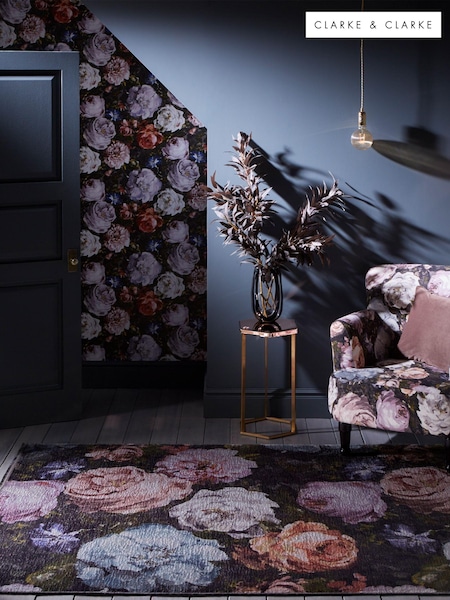 Grey Clarke & Clarke Floretta Rug (D68813) | £147 - £418
