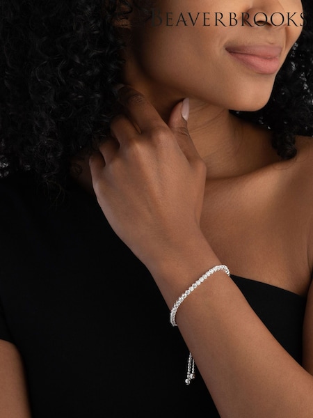 Beaverbrooks Sterling Silver Cubic Zirconia Tennis Slider Bracelet (D69297) | £125