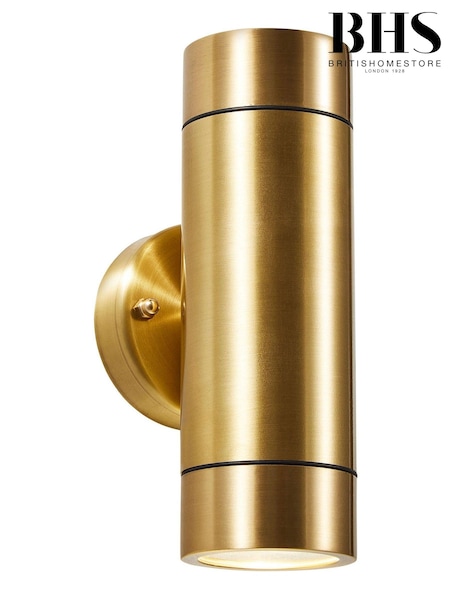 BHS Brass Brac Solid Brass 2lt Up & Down GU10 Outdoor Wall Light (D70041) | £65