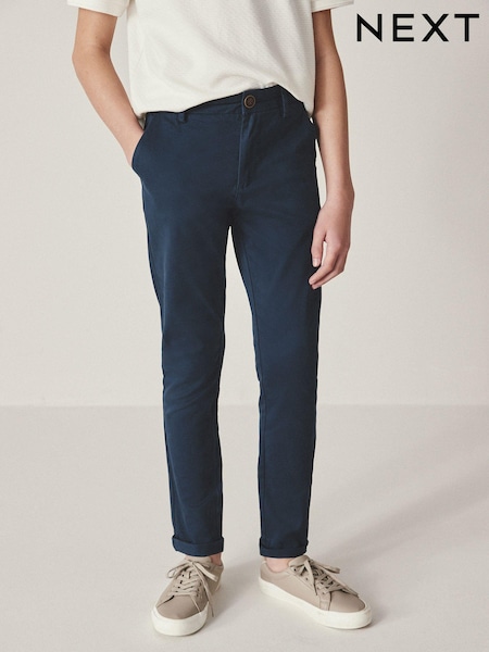 French Navy Blue Skinny Fit Stretch Chino Trousers (3-17yrs) (D70658) | £11 - £16