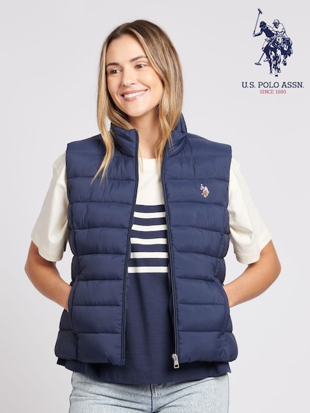 U.S. Polo Assn. Blue Womens Lightweight Puffer Gilet (D70827) | £70
