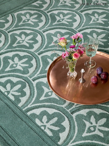 Laura Ashley Green Catarina Wool Rug (D70915) | £539 - £1,049