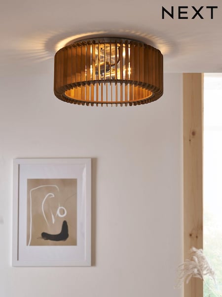 Natural Anders 2 Light Flush Ceiling Light (D71733) | £110