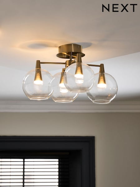 Brass Elara 4 Light Flush Fitting Ceiling Light (D71745) | £150
