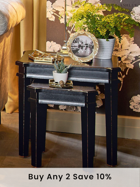 Laura Ashley Black Henshaw Nest Of 2 Tables (D71877) | £415