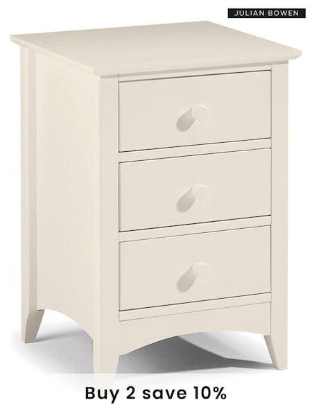Julian Bowen Stone White Cameo 3 Drawer Bedside (D72009) | £165