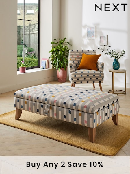 Chunky Stripe Geo Grey Albury Large Footstool (D74267) | £270