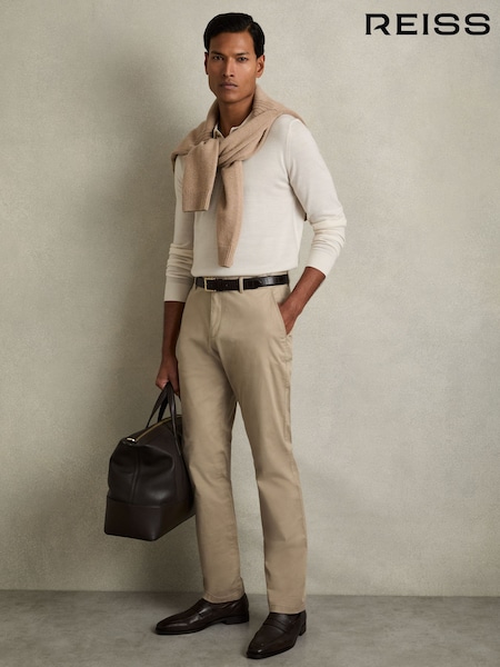 Reiss Stone Pitch Slim Fit Washed Cotton Blend Chinos (D74487) | £88
