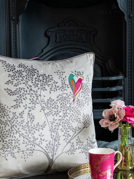 Sara Miller Grey Love Birds Cushion (D75147) | £54