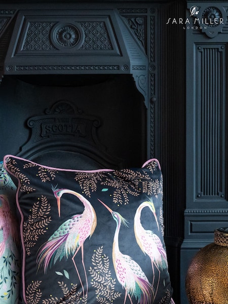 Sara Miller Blue Dancing Cranes Cushion (D75148) | £54