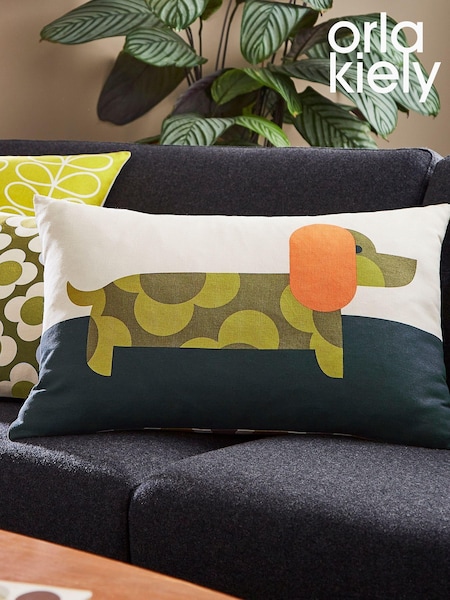 Orla Kiely Yellow 100% Cotton Daschund Cushion (D75153) | £55