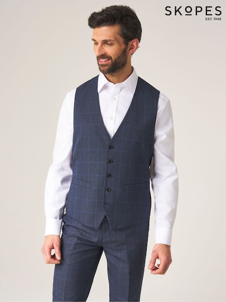 Skopes Blue Single Breasted Double Breasted Scoop Anello Suit Waistcoat (D75241) | £55