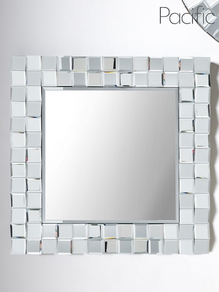 Pacific Silver Mirrored Glass Tile Square Wall Mirror (D75410) | £200