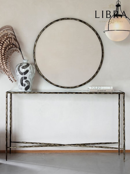 Libra Interiors Bronze Patterdale Large Glass Top Console Table (D75939) | £665