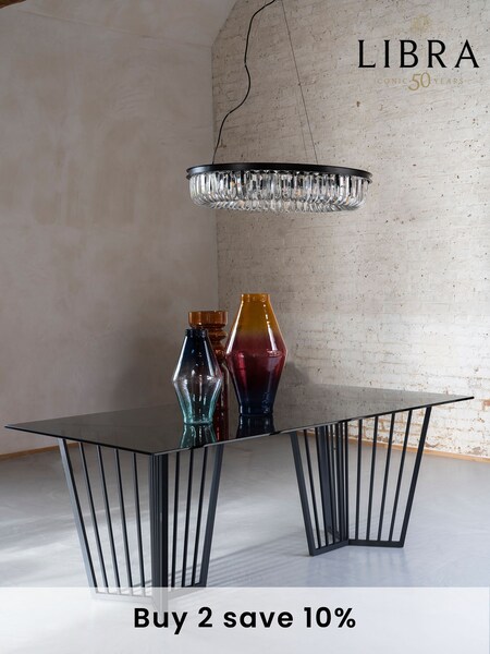 Libra Interiors Black Abington Tinted Glass Top Dining Table (D76449) | £1,499