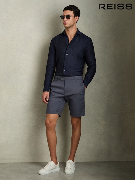 Reiss Airforce Blue Wicket Cotton Chino Shorts with Stretch (D76848) | £78