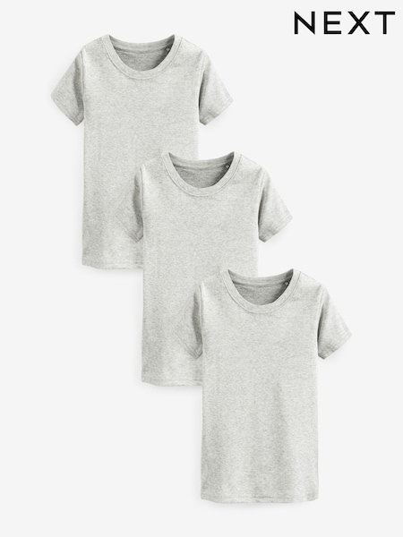 Grey 100% Cotton Short Sleeve Vests 3 Pack (1.5-16yrs) (D77670) | £10 - £14