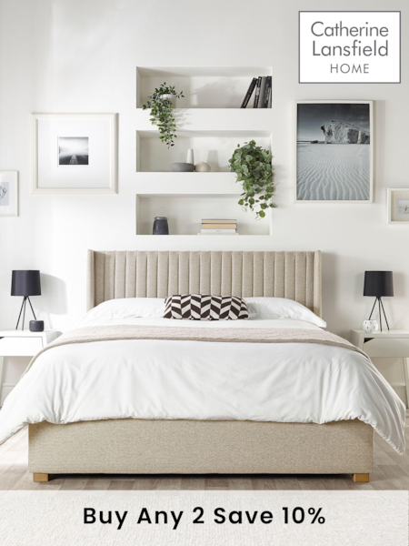 Catherine Lansfield Natural Soho Wing End Lift Ottoman Storage Bed (D78263) | £595 - £1,095
