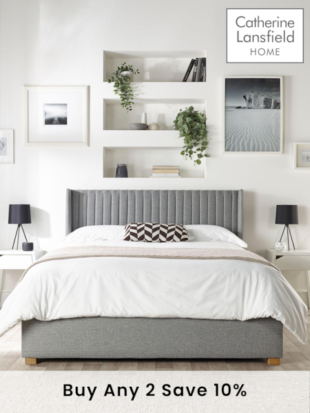 Catherine Lansfield Grey Soho Wing End Lift Ottoman Storage Bed (D78264) | £595 - £1,095