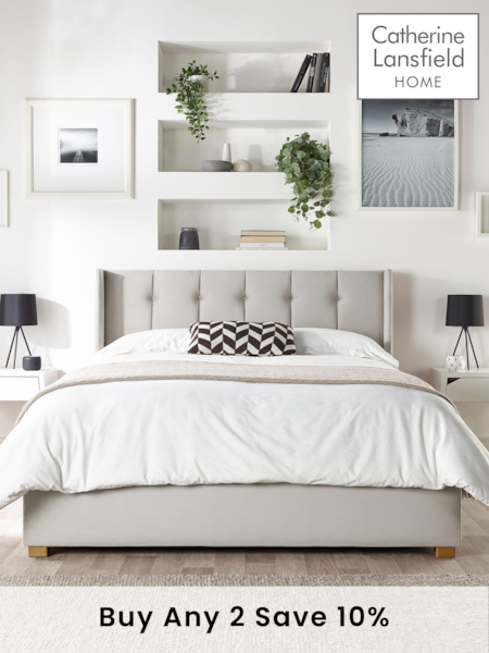 Catherine Lansfield Silver Utopia Wing End Lift Ottoman Storage Bed (D78265) | £595 - £1,095