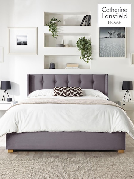 Catherine Lansfield Grey Utopia Wing End Lift Ottoman Storage Bed (D78266) | £595 - £1,095