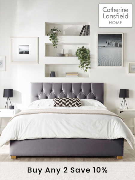 Catherine Lansfield Grey Boutique End Lift Ottoman Storage Bed (D78268) | £595 - £1,095