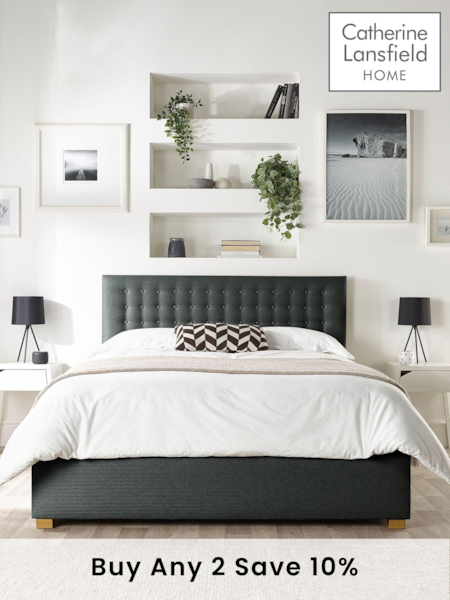 Catherine Lansfield Charcoal Grey Opulence End Lift Ottoman Storage Bed (D78271) | £595 - £1,095