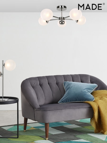 MADE.COM Chrome Globe 5 Light Flush Ceiling Light (D78404) | £139