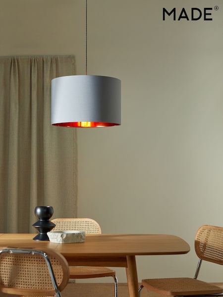 MADE.COM Grey/Copper Oro Pendant Drum Lamp Shade (D78409) | £49