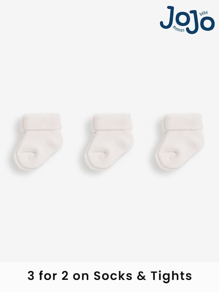 JoJo Maman Bébé White 3-Pack Baby Socks (D78630) | £5.50