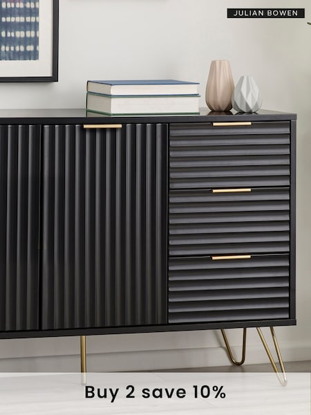 Julian Bowen Black Murano Large 3 Door Sideboard (D78799) | £320