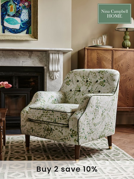 Nina Campbell Springtime Leaves Green Walton Accent Chair (D79540) | £450