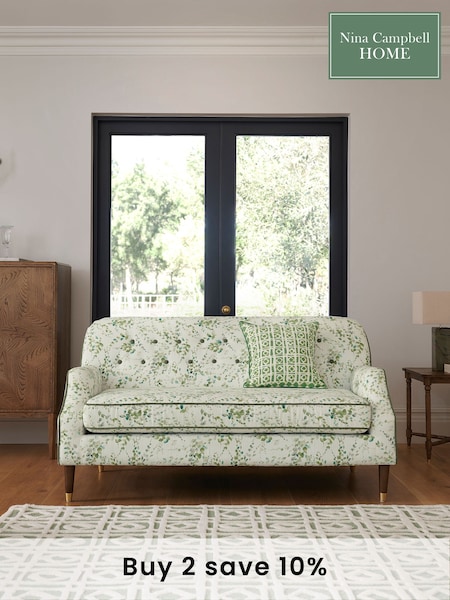 Nina Campbell Springtime Leaves Green Walton Small 2 Seater Sofa (D79541) | £799