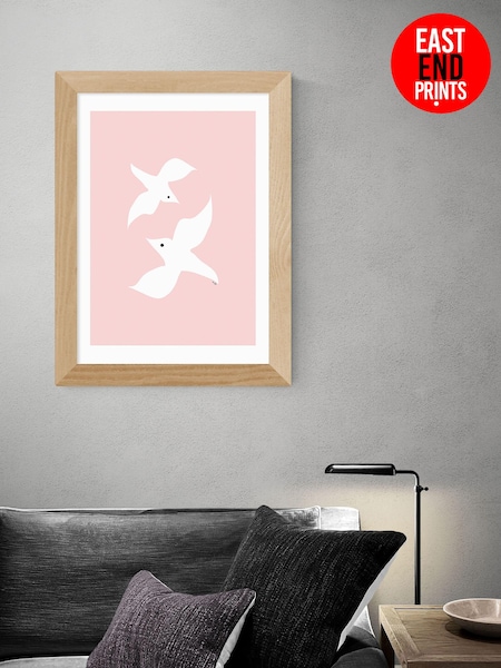 East End Prints Love Birds In Pink by Linda Gobeta Framed Print (D83933) | £50 - £130