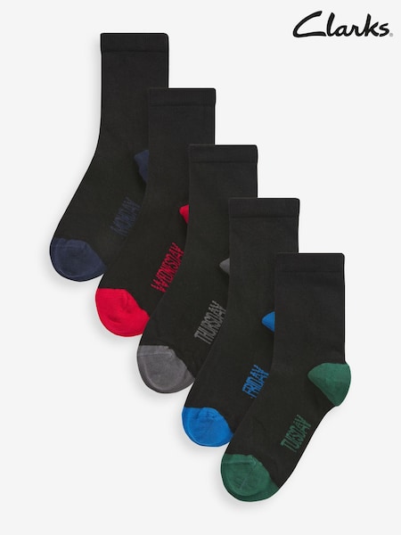 Clarks Black Short Sleeve Black Multi Socks 5 Pack (D84015) | £12 - £13