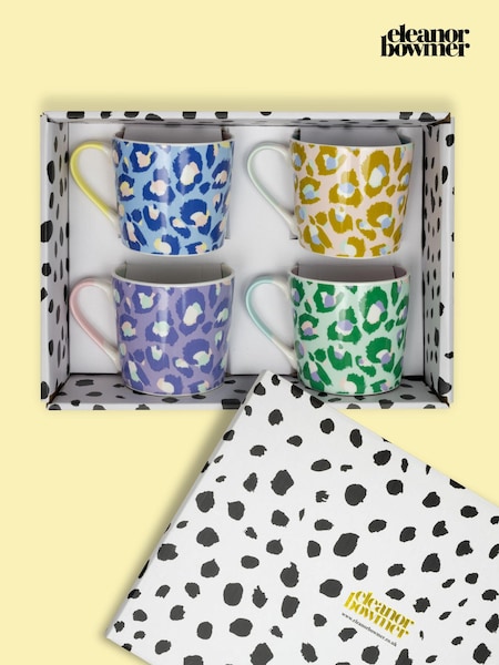 Eleanor Bowmer Set of 4 Pastel Leopard Print Mugs (D85198) | £45