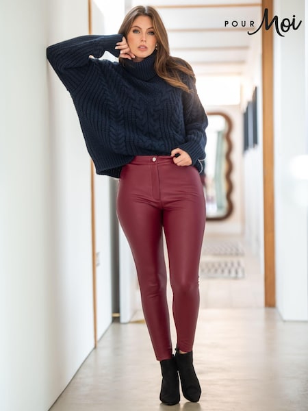 Pour Moi Red Elise Stretch Faux Leather Skinny Trousers (D86085) | £45