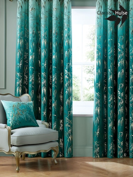Clarissa Hulse Green Meadow Grass Eyelet Curtains (D86222) | £145 - £220