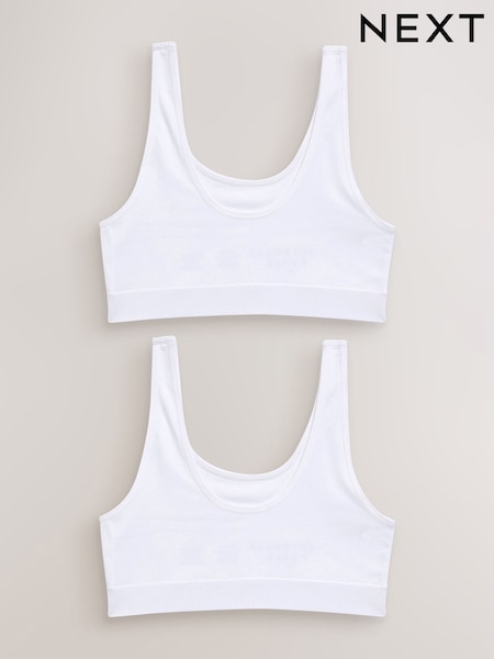 White Seamfree Scoop Crop Tops 2 Pack (7-16yrs) (D86833) | £12