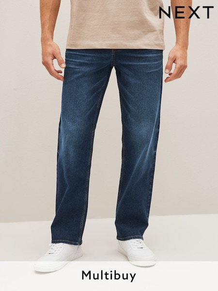 Mid Blue Straight Fit Straight Fit Essential Stretch Jeans (D87199) | £20