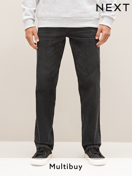 Black Straight Fit Straight Fit Essential Stretch Jeans (D87202) | £20
