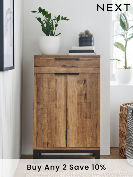 Dark Bronx Oak Effect Slim Sideboard (D87477) | £199