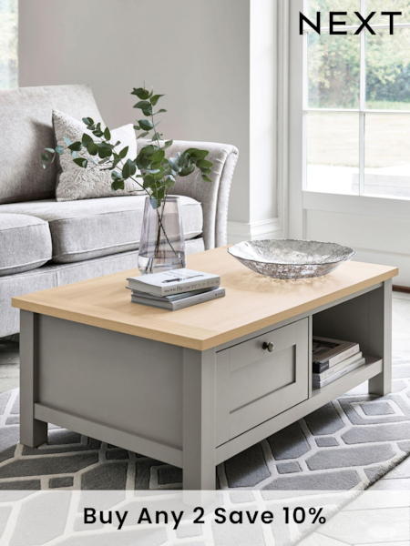 Dove Grey Malvern Oak Effect Storage Coffee Table (D87478) | £275