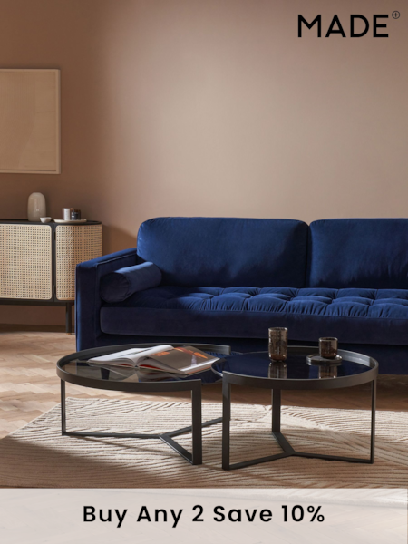 MADE.COM Black/Grey Glass Aula Nest of 2 Round Coffee Table (D87771) | £399