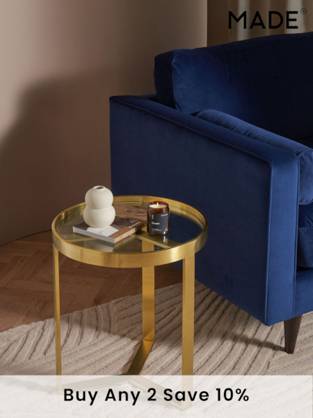 MADE.COM Brushed Brass/Glass Aula Side Table (D87816) | £219