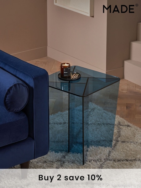 MADE.COM Blue Glass Oki Side Table (D87826) | £229
