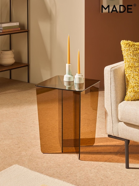 MADE.COM Caramel Glass Oki Side Table (D87831) | £229