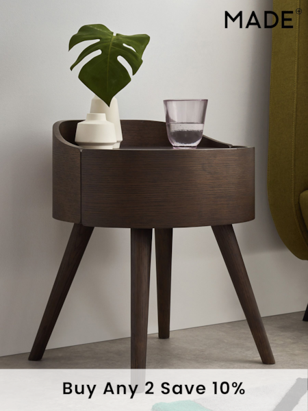 MADE.COM Dark Stain Oak Odie 1 Drawer Bedside Table (D87844) | £299