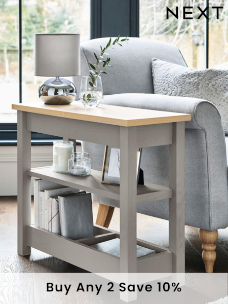 Dove Grey Malvern Oak Effect Sofa Side Table (D88323) | £150