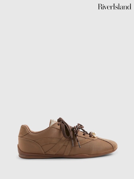 Brown - River Island Slim Double Lace Trainers